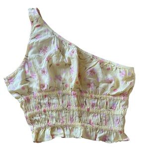 BP One-shoulder Crop Top In Yellow Lemonade Sophie Floral